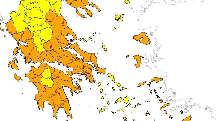 ΓΓΠΠ: Πολύ υψηλός κίνδυνος πυρκαγιάς αύριο (κατηγορία κινδύνου 4) για πολλές περιοχές της χώρας