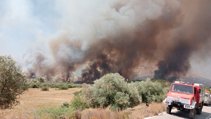 Ρόδος: Καίγεται παρθένο δάσος με πεύκα και κυπαρίσσια