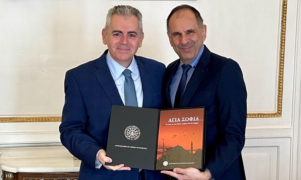 Μ. Χαρακόπουλος με Γ. Γεραπετρίτη: Ενημέρωση για το έργο της ΔΣΟ, την καμπάνια για την Αγία Σοφία και τον ελληνισμό της Ίμβρου