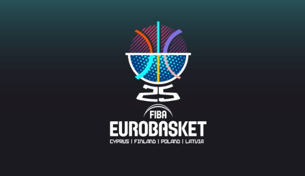 Το λογότυπο του Eurobasket 2025, που ανακοινώνει την κλήρωση της Εθνικής Ανδρών και τα γκρουπ δυναμικότητας.