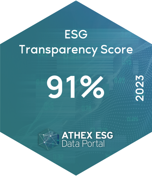 Πιστοποίηση ESG Transparency Score 91% για τον δείκτη ATHEX ESG του Χρηματιστηρίου Αθηνών το 2023.