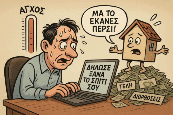 Άγχος και ταλαιπωρία για τη δήλωση του σπιτιού στο Κτηματολόγιο, με απρόοπτες δαπάνες.