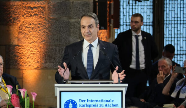 Ο Κυρ. Μητσοτάκης μιλάει για το νέο στοίχημα της Ευρώπης στην εκδήλωση για το Διεθνές Βραβείο Καρλομάγνου.