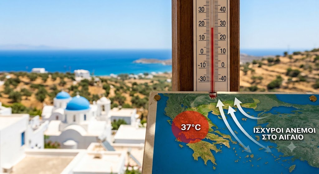 Καλοκαιρινό διήμερο με 37άρια και ισχυρούς βοριάδες: Πού θα αγγίξουν τα 8 μποφόρ