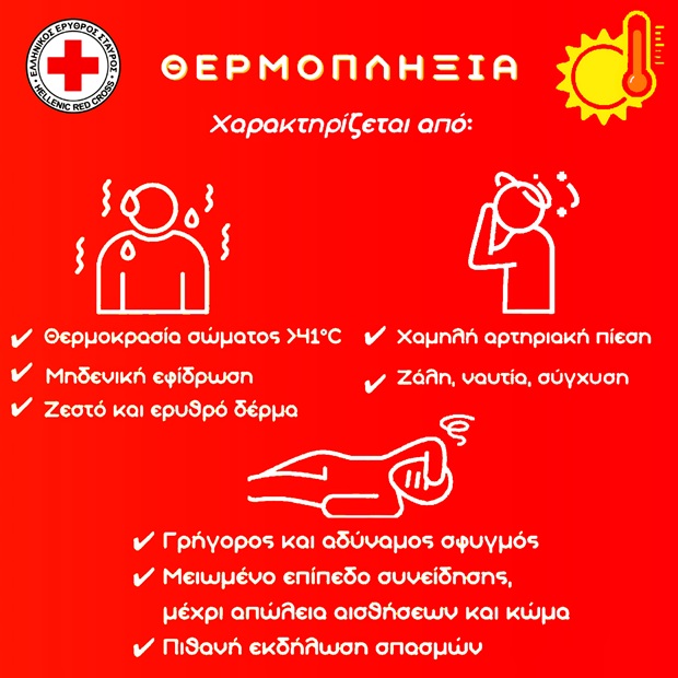 Ο Ελληνικός Ερυθρός Σταυρός δίνει οδηγίες για την αντιμετώπιση της θερμοπληξίας